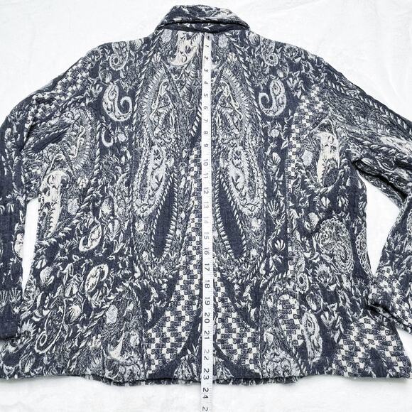 LAURA ASHLEY Paisley Wool Navy Blue Blazer Jacket size Petite Large - Picture 5 of 6